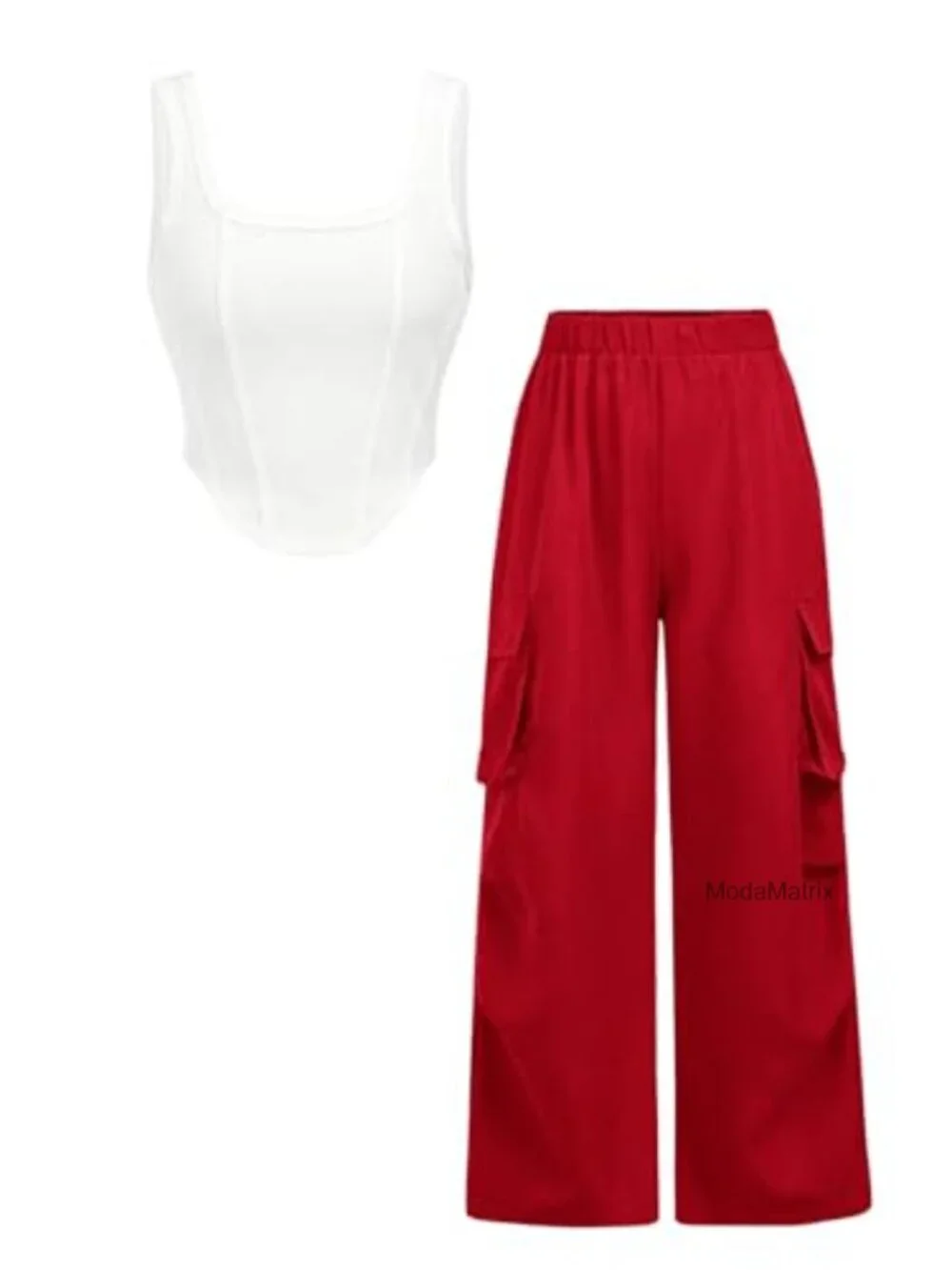 Girl's 2 Piece Crop Tank Top & Cargo Pants Set Outfits